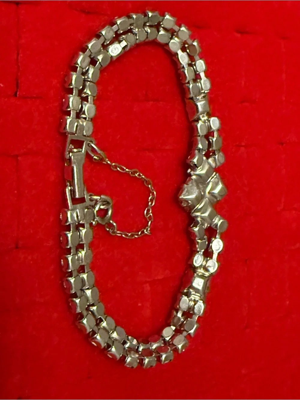 Vintage Rhinestone Clear Silver Tone Bracelet